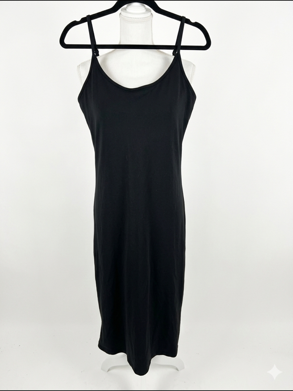 Mondetta Black Midi Slip Dress with Spaghetti‎ Straps Large